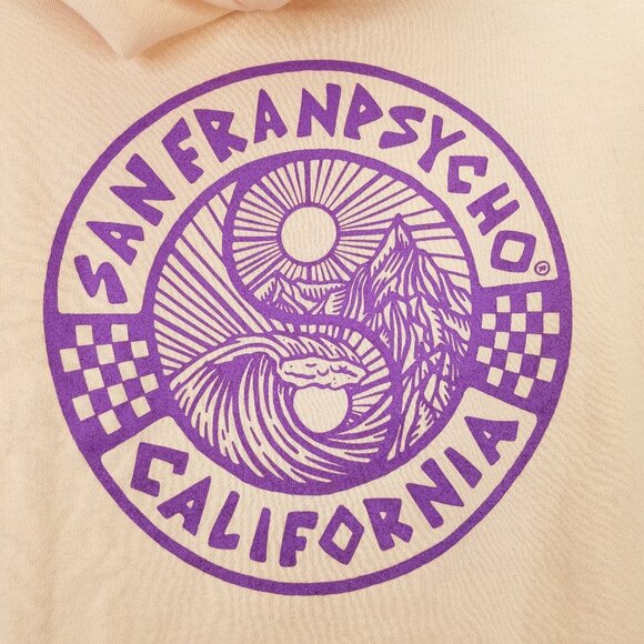 San Franpsycho Yin-Yang Crop Hoodie Women's Small Sweatshirt Blush Pink Purple - Picture 8 of 16